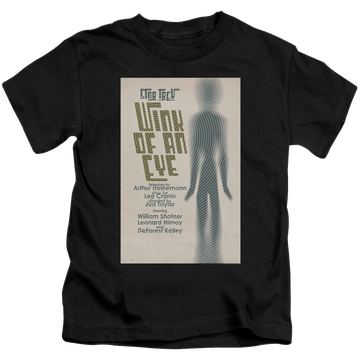 Black kid's t-shirt for ages 4 to 7 with Star Trek The Original Series Tos Episode 66 graphic
