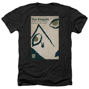 Black men's heather t-shirt with Star Trek Tos Episode 67 graphic