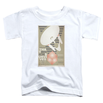 White toddler t-shirt with Star Trek Tos Episode 72 graphic