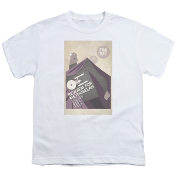 White youth t-shirt for ages 8 to 12 with Star Trek The Original Series Tos Episode 74 graphic