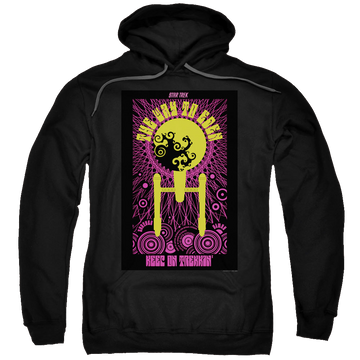 Black pullover hoodie with Star Trek The Original Series Tos Episode 75 graphic