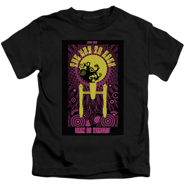 Black kid's t-shirt for ages 4 to 7 with Star Trek The Original Series Tos Episode 75 graphic
