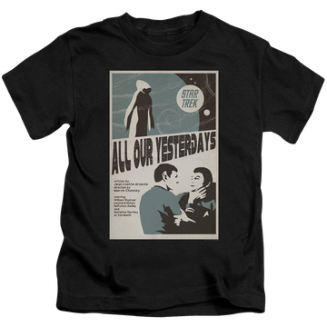 Black kid's t-shirt for ages 4 to 7 with Star Trek The Original Series Tos Episode 78 graphic