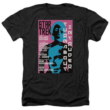Black men's heather t-shirt with Star Trek Tos Episode 79 graphic