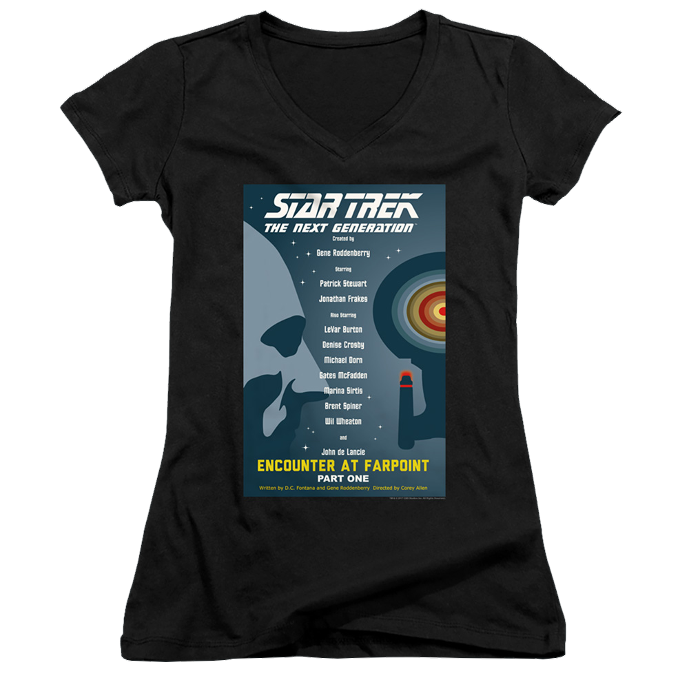 Star Trek The Next Generation Tng Season 1 Episode 1 - Juniors V-Neck T-Shirt Juniors V-Neck T-Shirt Star Trek