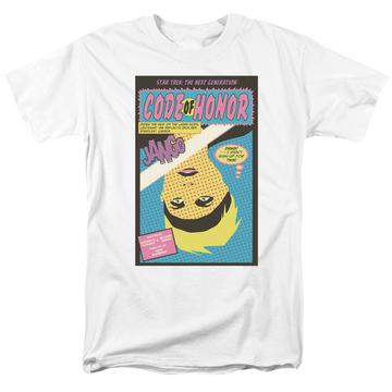 White men's regular fit t-shirt with Star Trek The Next Generation Season 1 Episode 4 graphic