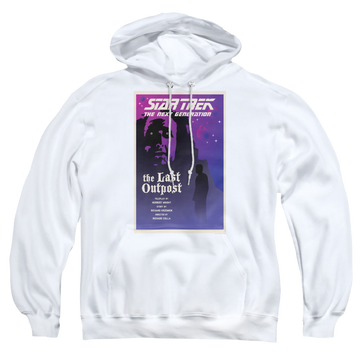 White pullover hoodie with Star Trek The Next Generation Tng Season 1 Episode 5 graphic