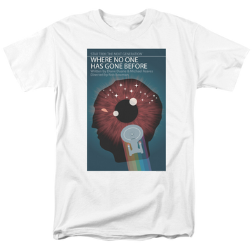 White men's regular fit t-shirt with Star Trek The Next Generation Season 1 Episode 6 graphic