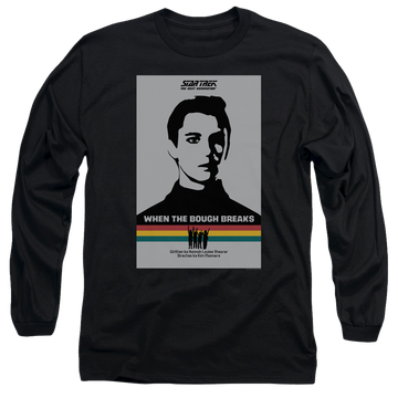 Black men's long sleeve t-shirt with Star Trek The Next Generation Season 1 Episode 17 graphic