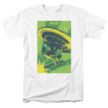 White men's regular fit t-shirt with Star Trek The Next Generation Season 1 Episode 18 graphic