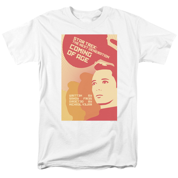 White men's regular fit t-shirt with Star Trek The Next Generation Season 1 Episode 19 graphic