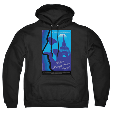 Black pullover hoodie with Star Trek The Next Generation Tng Season 1 Episode 24 graphic