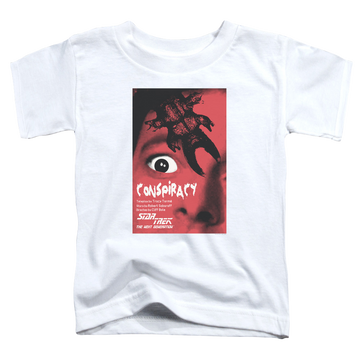 White toddler t-shirt with Star Trek The Next Generation Tng Season 1 Episode 25 graphic
