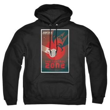 Black pullover hoodie with Star Trek The Next Generation Tng Season 1 Episode 26 graphic