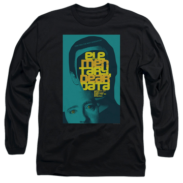 Black men's long sleeve t-shirt with Star Trek The Next Generation Season 2 Episode 3 graphic