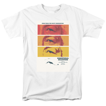 White men's regular fit t-shirt with Star Trek The Next Generation Season 2 Episode 7 graphic