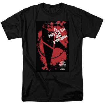 Black men's regular fit t-shirt with Star Trek The Next Generation Season 2 Episode 8 graphic