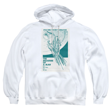 White pullover hoodie with Star Trek The Next Generation Tng Season 2 Episode 9 graphic