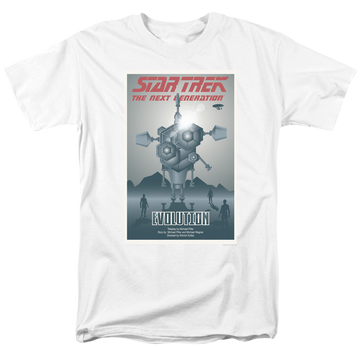 White men's regular fit t-shirt with Star Trek The Next Generation Season 3 Episode 1 graphic