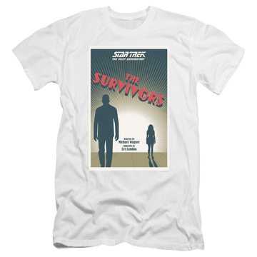 White men's premium slim fit t-shirt with Star Trek The Next Generation Tng Season 3 Episode 3 graphic