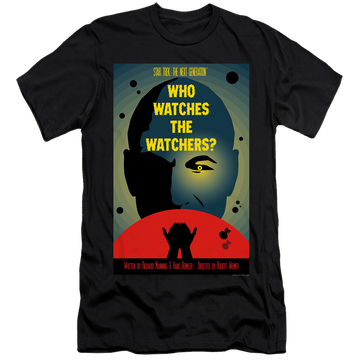 Black men's premium slim fit t-shirt with Star Trek The Next Generation Tng Season 3 Episode 4 graphic