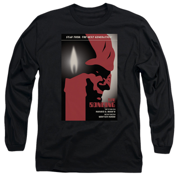Black men's long sleeve t-shirt with Star Trek The Next Generation Tng S3 Ep5 graphic