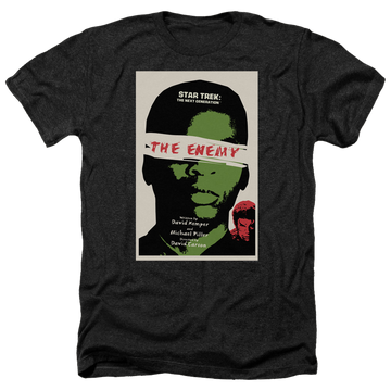 Black men's heather t-shirt with Star Trek The Next Generation Tng Season 3 Episode 7 graphic