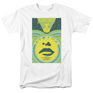 White men's regular fit t-shirt with Star Trek The Next Generation Season 3 Episode 8 graphic