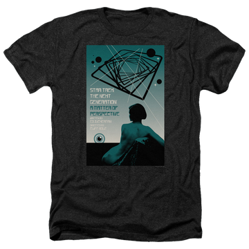 Black men's heather t-shirt with Star Trek The Next Generation Tng Season 3 Episode 14 graphic