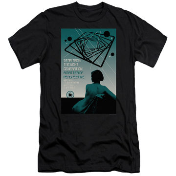 Black men's premium slim fit t-shirt with Star Trek The Next Generation Tng Season 3 Episode 14 graphic