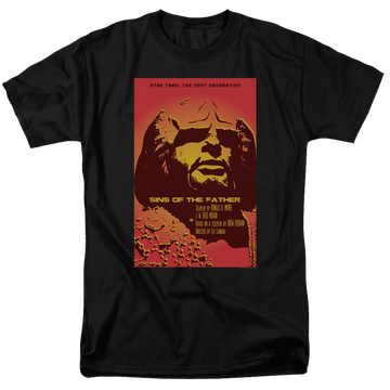 Black men's regular fit t-shirt with Star Trek The Next Generation S3 E7 graphic