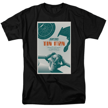 Black men's regular fit t-shirt with Star Trek The Next Generation S3 E20 graphic
