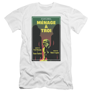 White men's premium slim fit t-shirt with Star Trek The Next Generation Tng Season 3 Episode 24 graphic