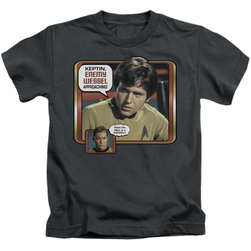 Charcoal kid's t-shirt for ages 4 to 7 with Star Trek The Original Series Enemy Wessel graphic