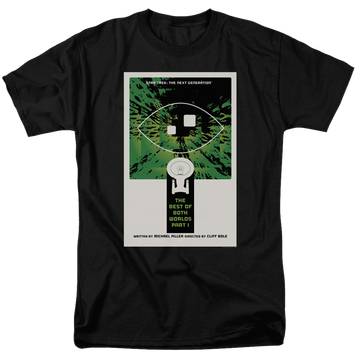 Black men's regular fit t-shirt with Star Trek The Next Generation S3 E26 graphic