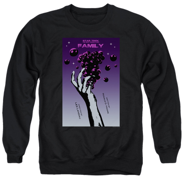 Black men's crewneck sweatshirt with Star Trek The Next Generation Tng S4 Ep2 graphic