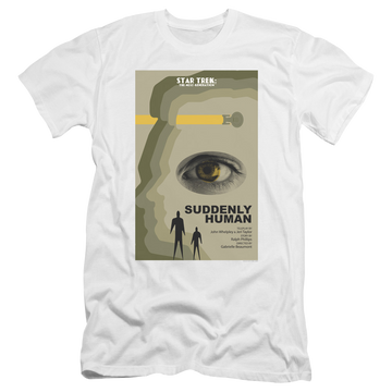 White men's premium slim fit t-shirt with Star Trek The Next Generation Tng Season 4 Episode 4 graphic