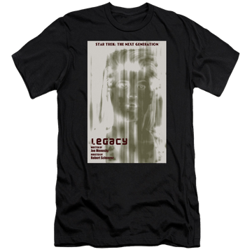Black men's premium slim fit t-shirt with Star Trek The Next Generation Tng Season 4 Episode 6 graphic