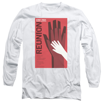 White men's long sleeve t-shirt with Star Trek The Next Generation Tng S4 Ep7 graphic