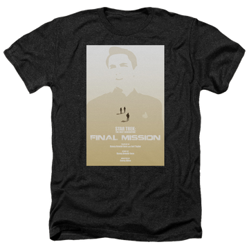 Black men's heather t-shirt with Star Trek The Next Generation Tng Season 4 Episode 9 graphic