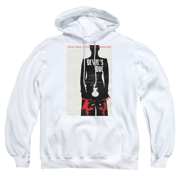 White pullover hoodie with Star Trek The Next Generation Tng Season 4 Episode 13 graphic