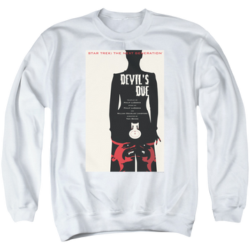 White men's crewneck sweatshirt with Star Trek The Next Generation Tng S4 Ep13 graphic