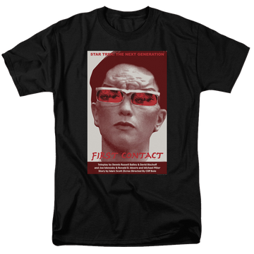 Black men's regular fit t-shirt with Star Trek The Next Generation S4 E15 graphic