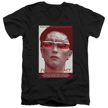 Black men's v-neck t-shirt with Star Trek The Next Generation Tng Season 4 Episode 15 graphic