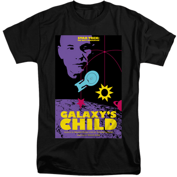 Black men's tall fit t-shirt with Star Trek The Next Generation Tng Season 4 Episode 16 graphic