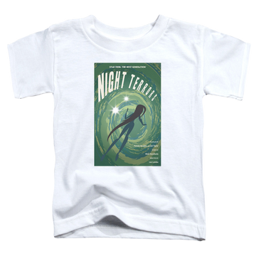 White toddler t-shirt with Star Trek The Next Generation Tng Season 4 Episode 17 graphic
