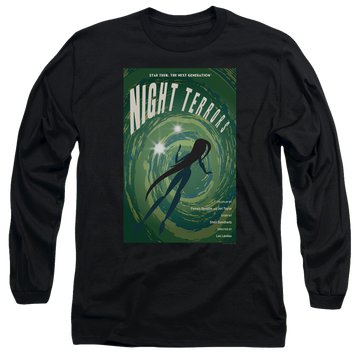 Black men's long sleeve t-shirt with Star Trek The Next Generation Tng S4 Ep17 graphic