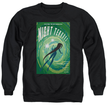 Black men's crewneck sweatshirt with Star Trek The Next Generation Tng S4 Ep17 graphic