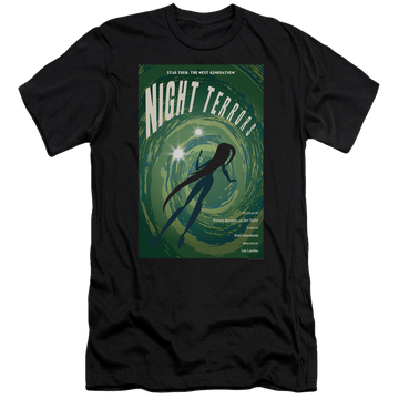Black men's premium slim fit t-shirt with Star Trek The Next Generation Tng Season 4 Episode 17 graphic