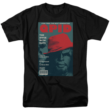 Black men's regular fit t-shirt with Star Trek The Next Generation S4 E20 graphic